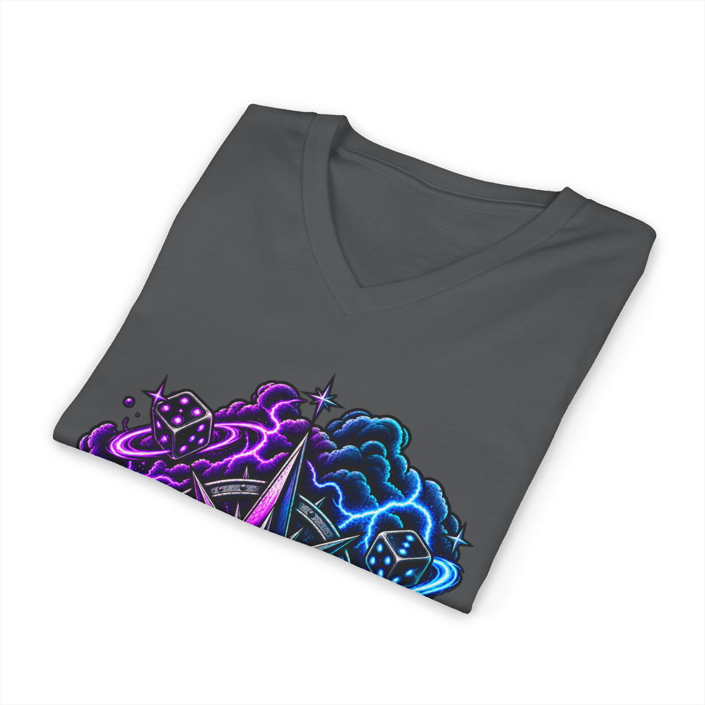 Compass Rose Nebula V-Neck Tee — Cosmic Compass Graphic T-Shirt
