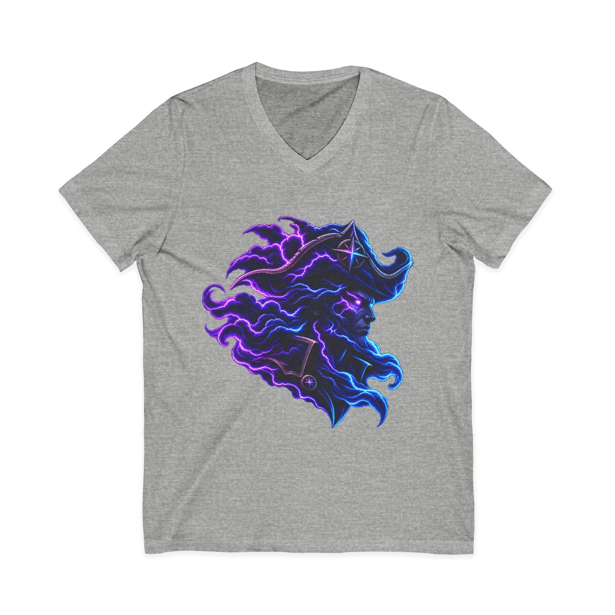 Nebula Goddess V-Neck Tee — Cosmic Purple Woman Portrait Shirt