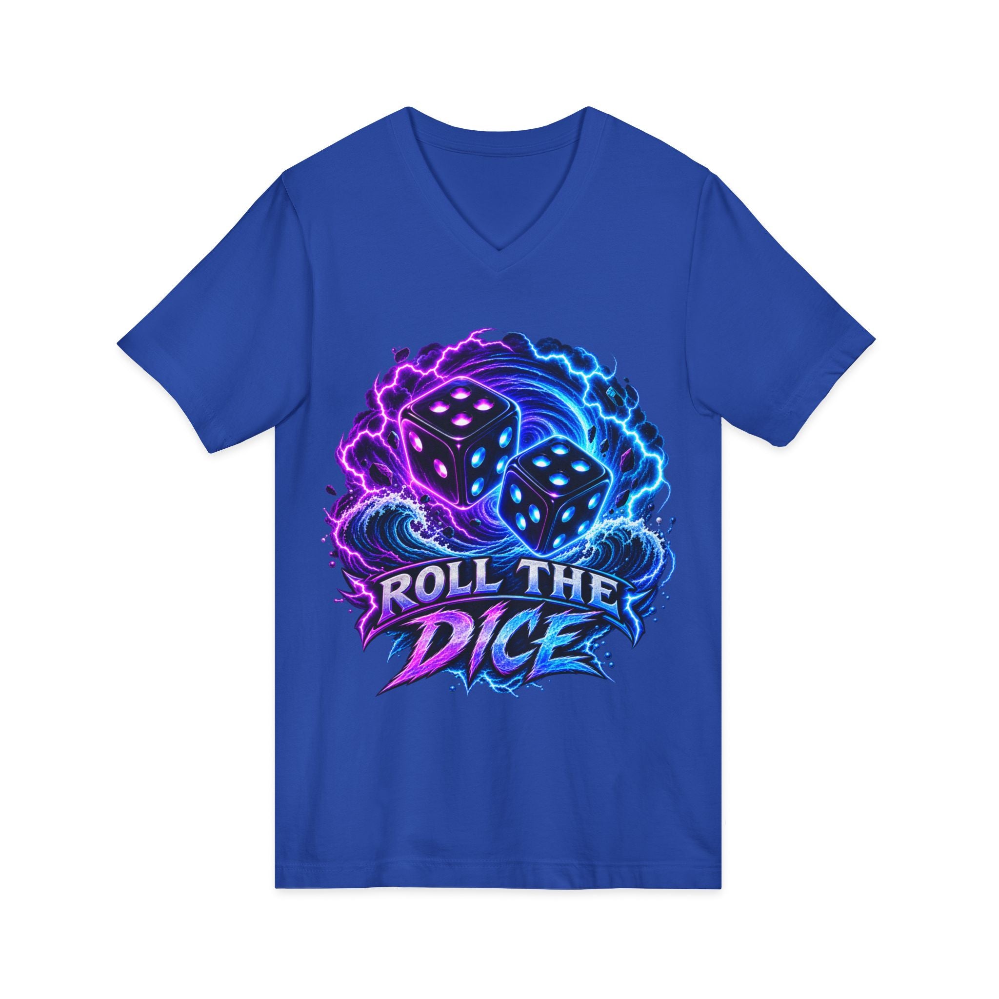 Roll the Dice V‑Neck Tee — Neon Dice Gaming T‑Shirt