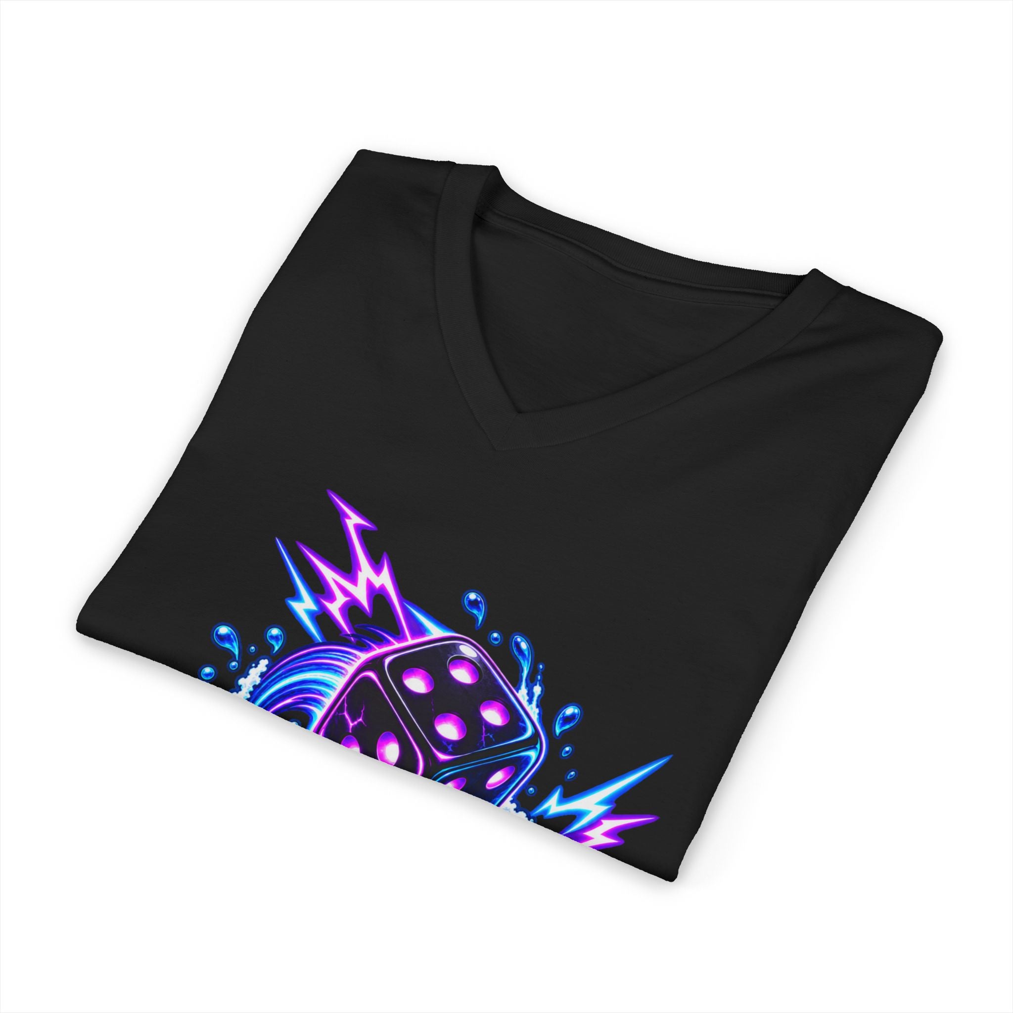 V-Neck Tee - "One More Roll" Dice Graphic Tee for Gamers