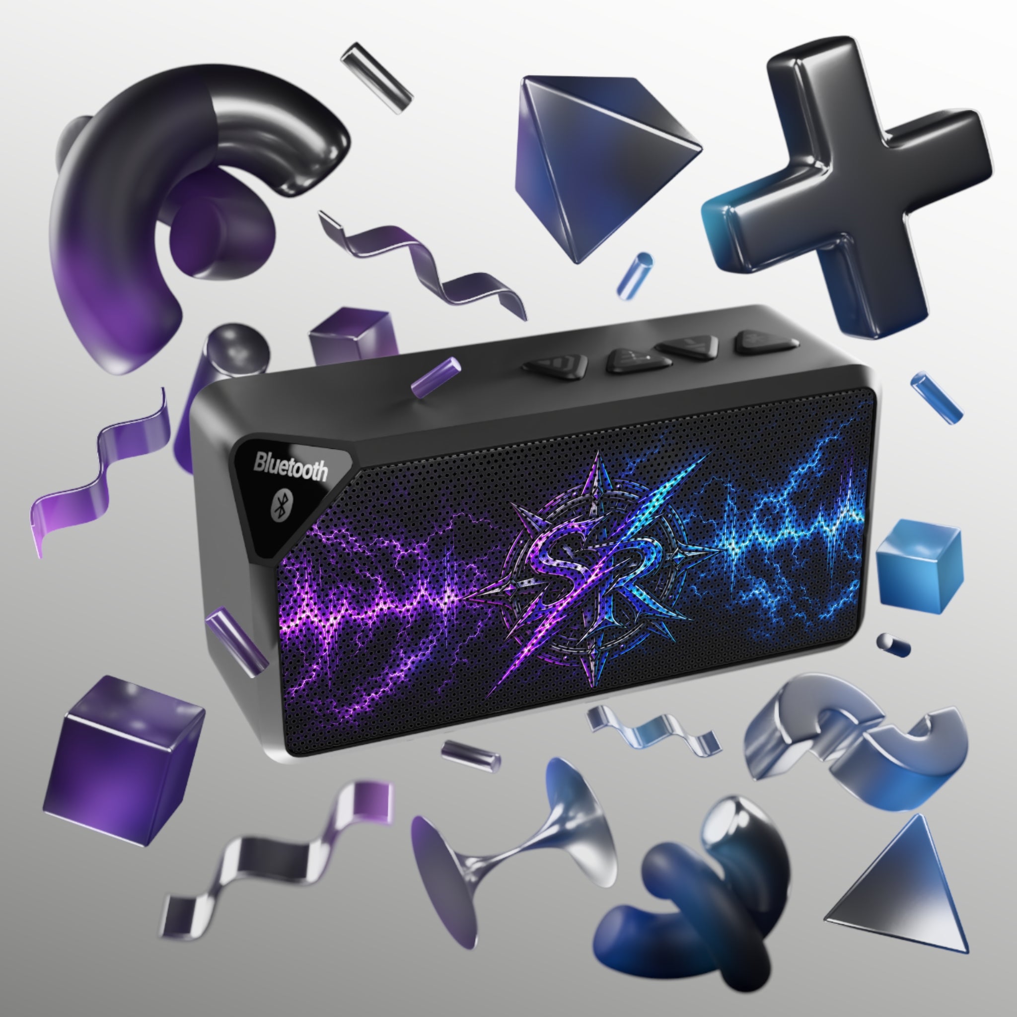 Bluetooth Speaker with Neon Soundwave Design