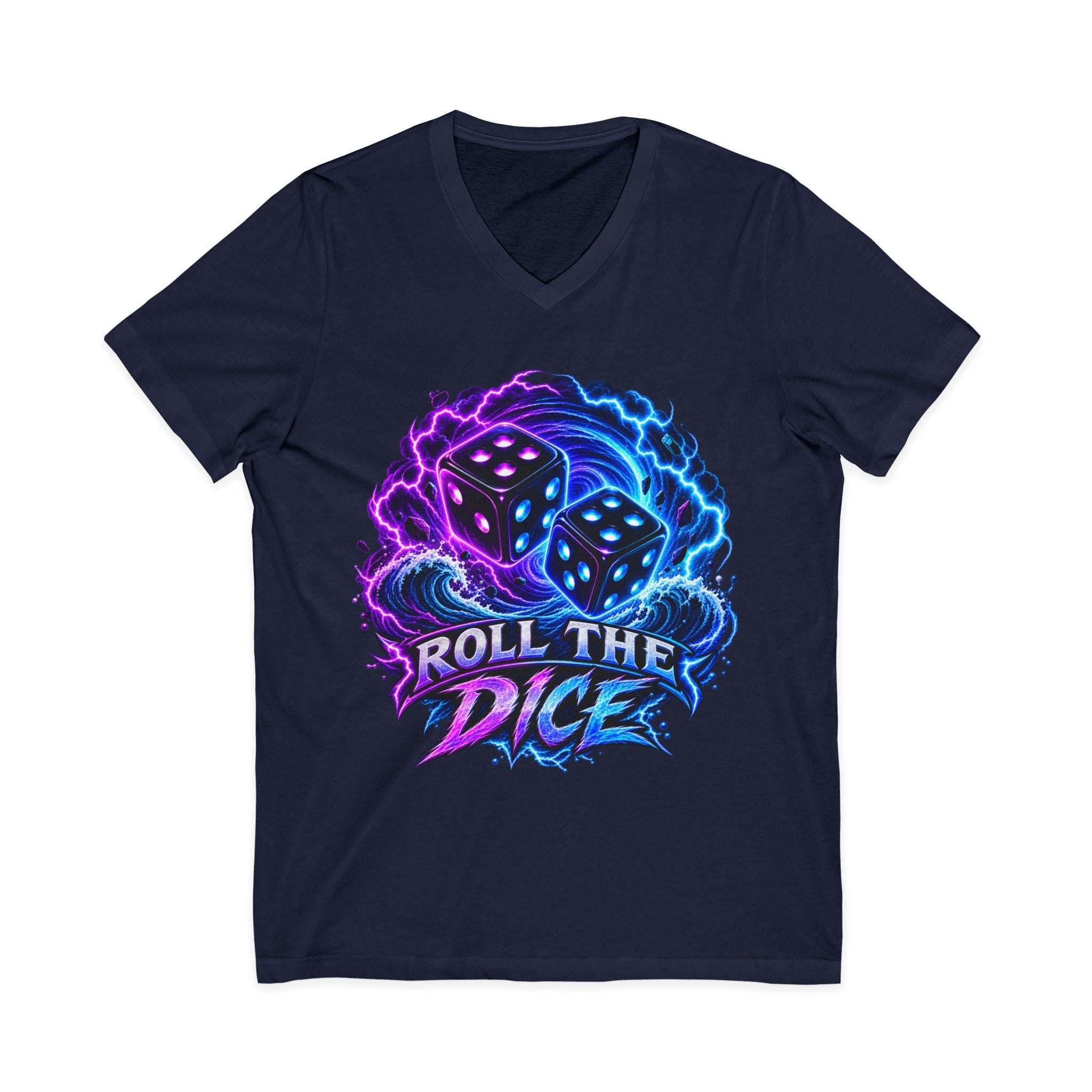 Roll the Dice V‑Neck Tee — Neon Dice Gaming T‑Shirt