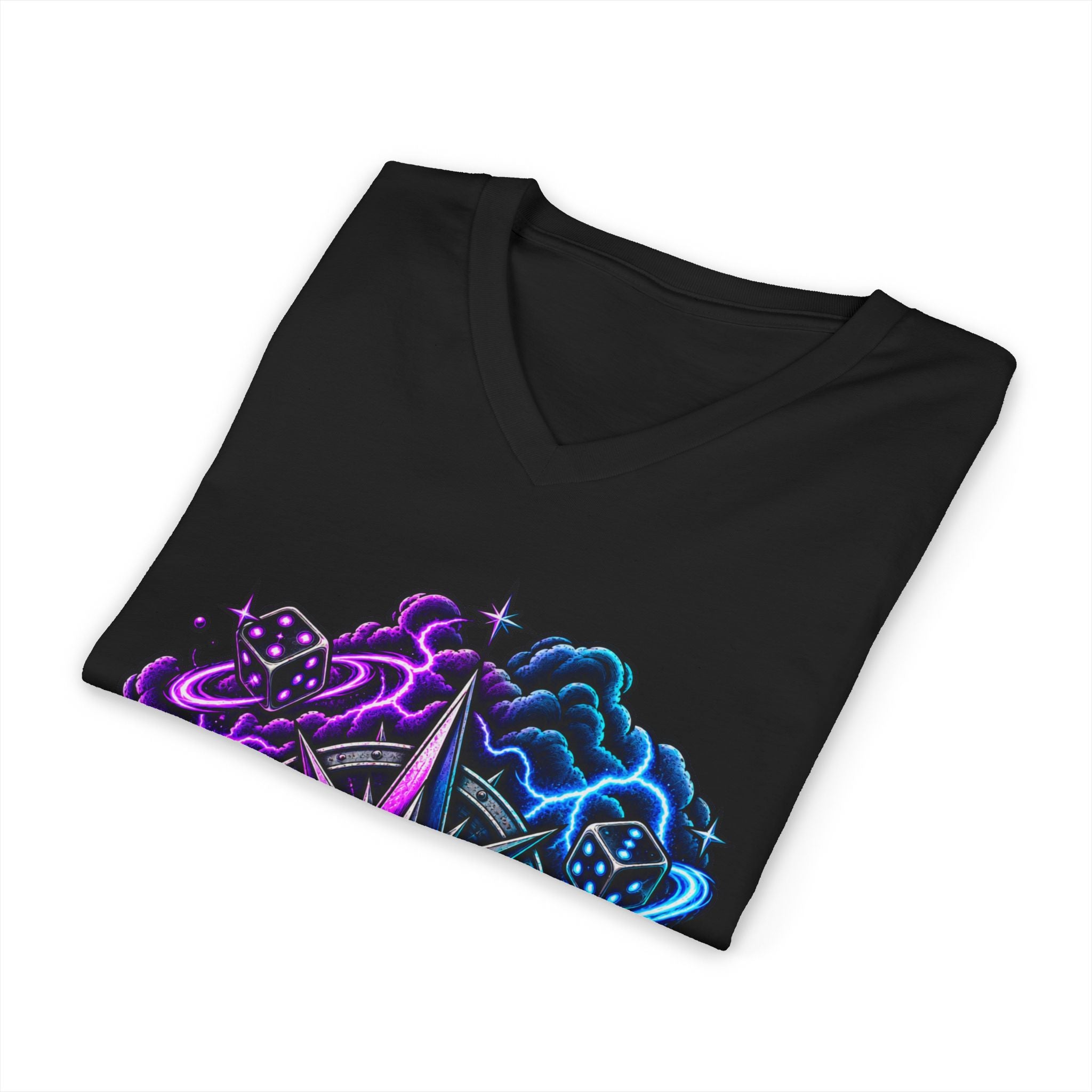 Compass Rose Nebula V-Neck Tee — Cosmic Compass Graphic T-Shirt