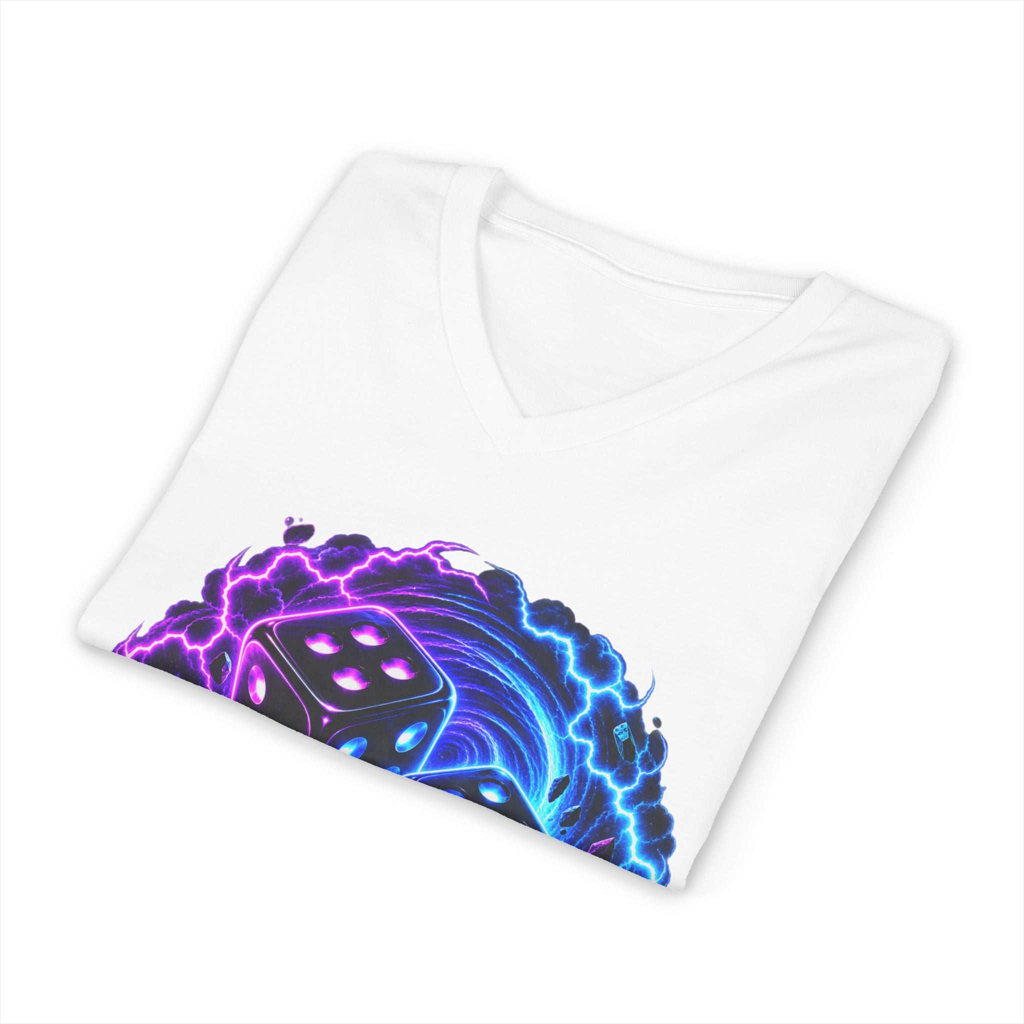 Roll the Dice V‑Neck Tee — Neon Dice Gaming T‑Shirt