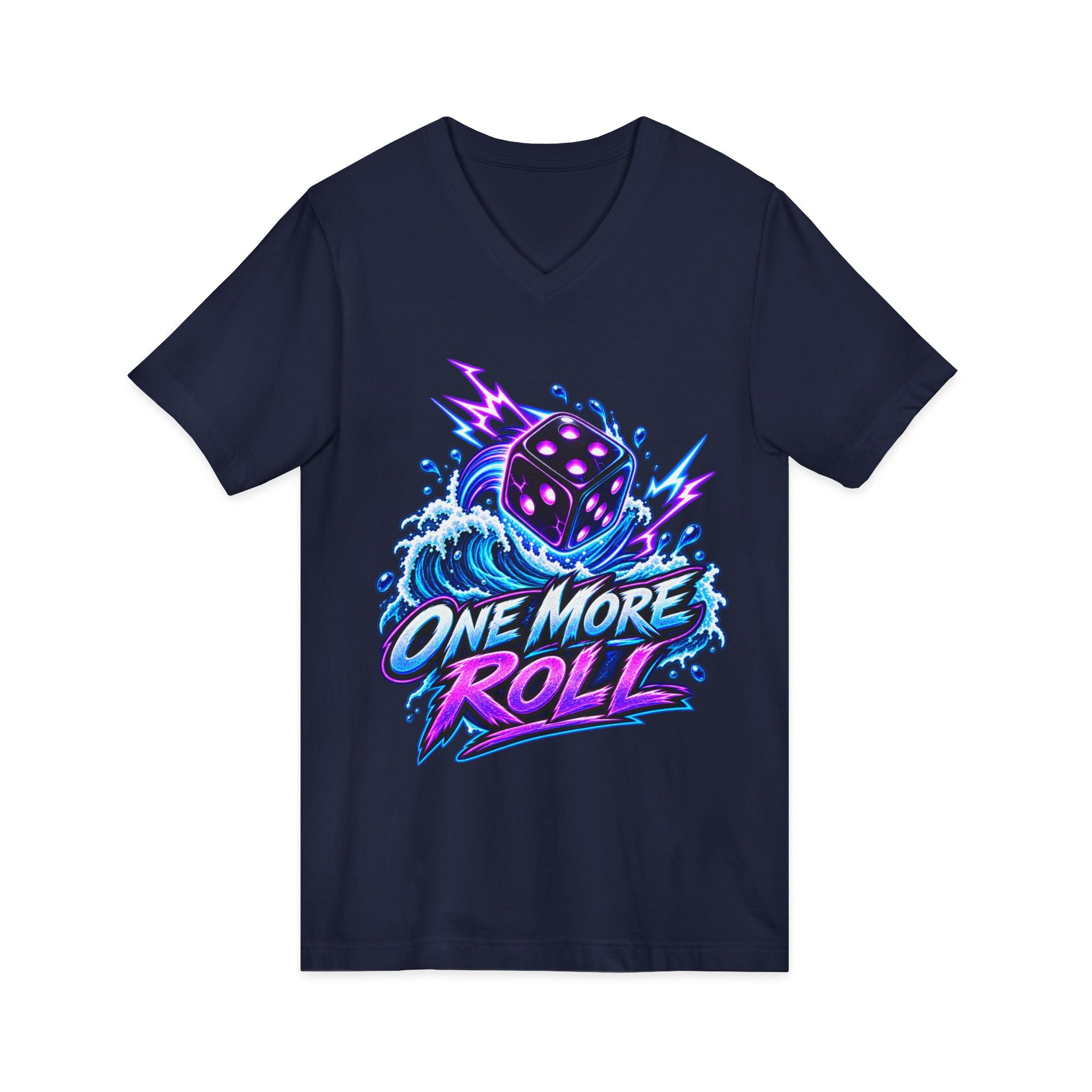 V-Neck Tee - "One More Roll" Dice Graphic Tee for Gamers