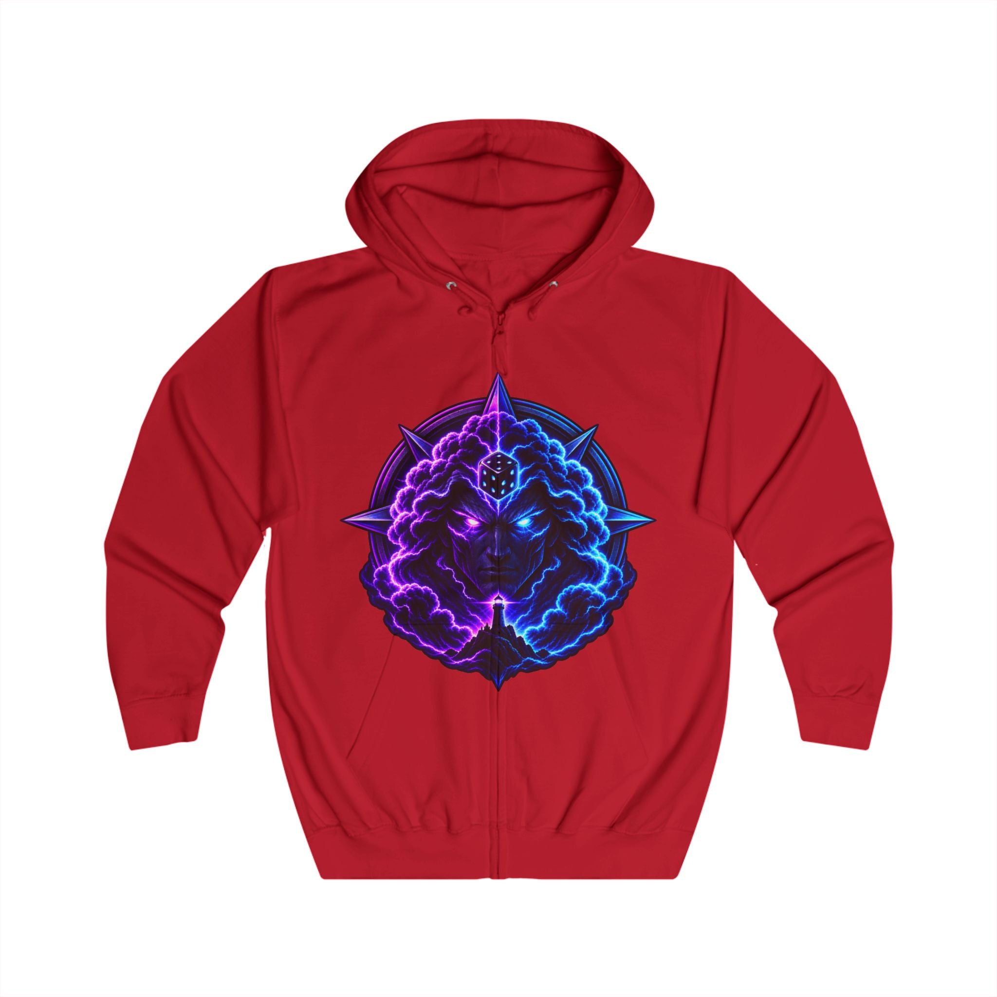 Zip Hoodie — Neon Cosmic Brain Mandala Graphic