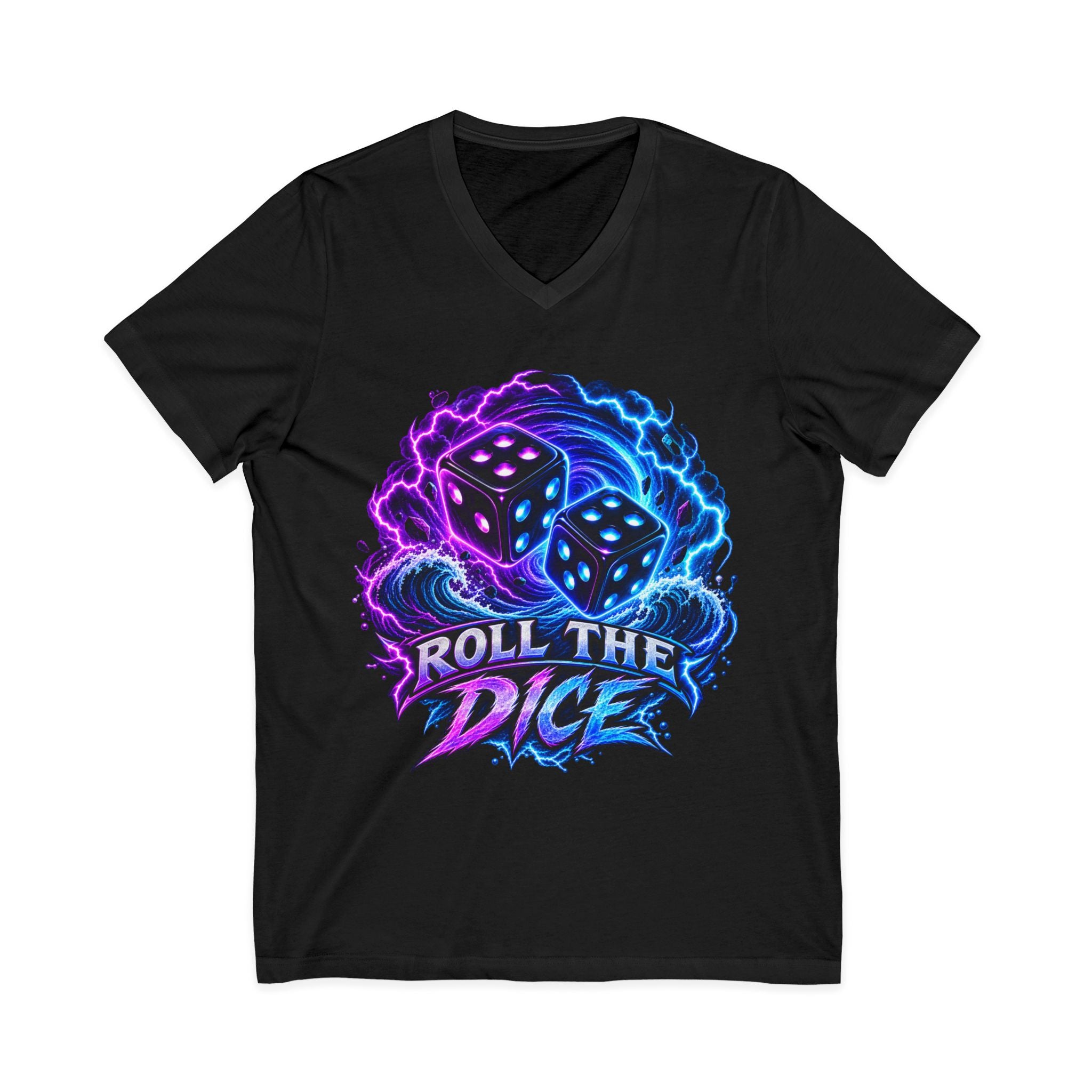 Roll the Dice V‑Neck Tee — Neon Dice Gaming T‑Shirt
