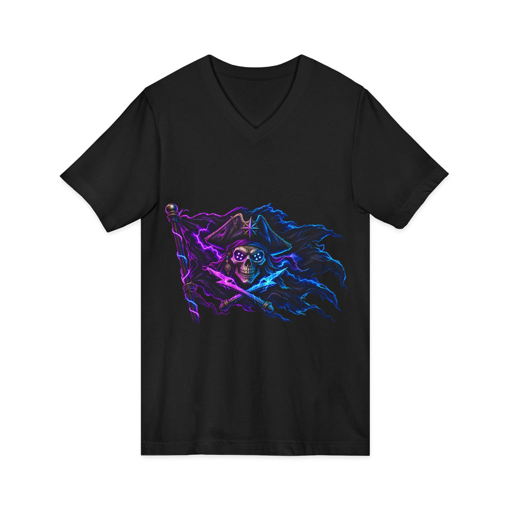 Neon Pirate Flag V-Neck Tee