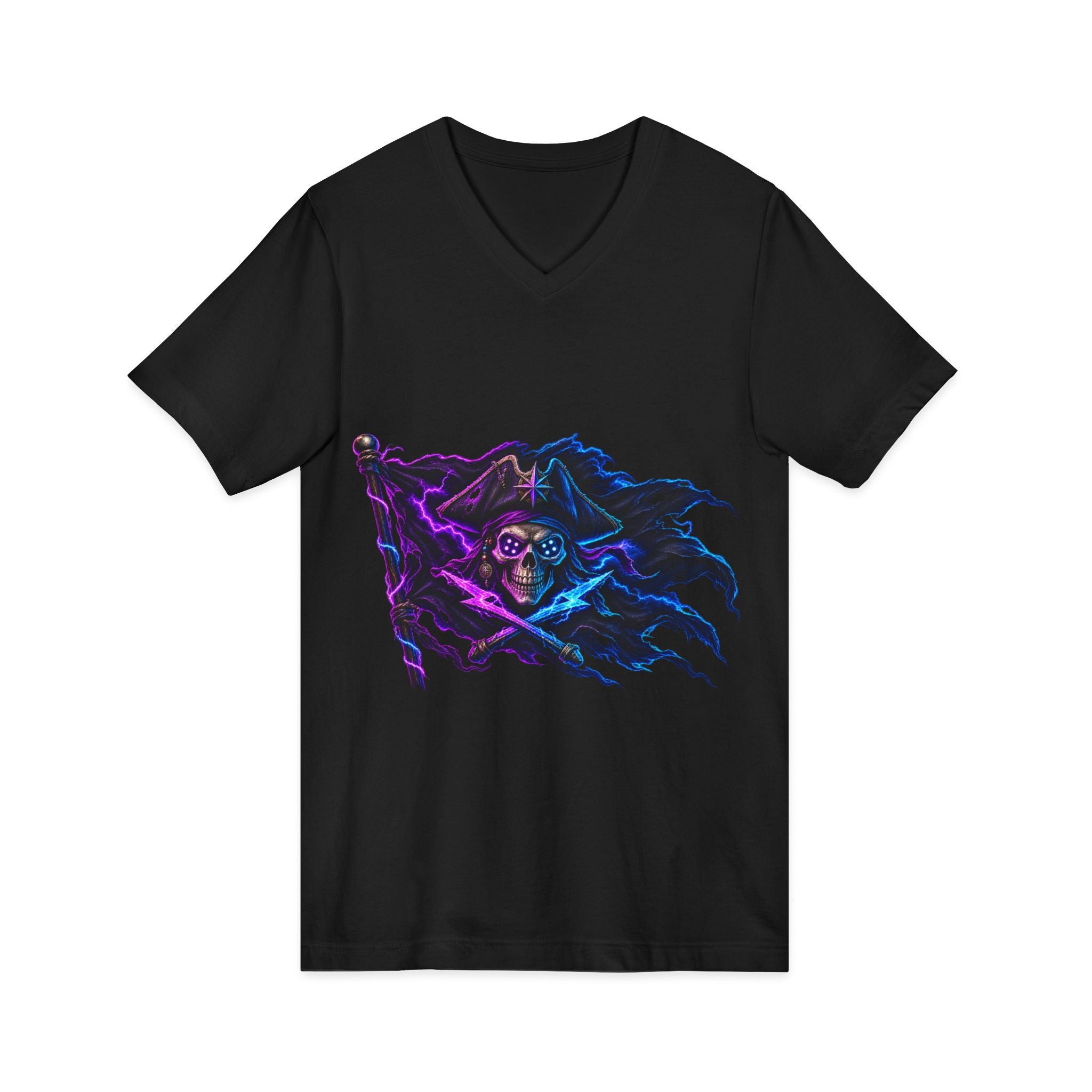 Neon Pirate Flag V-Neck Tee