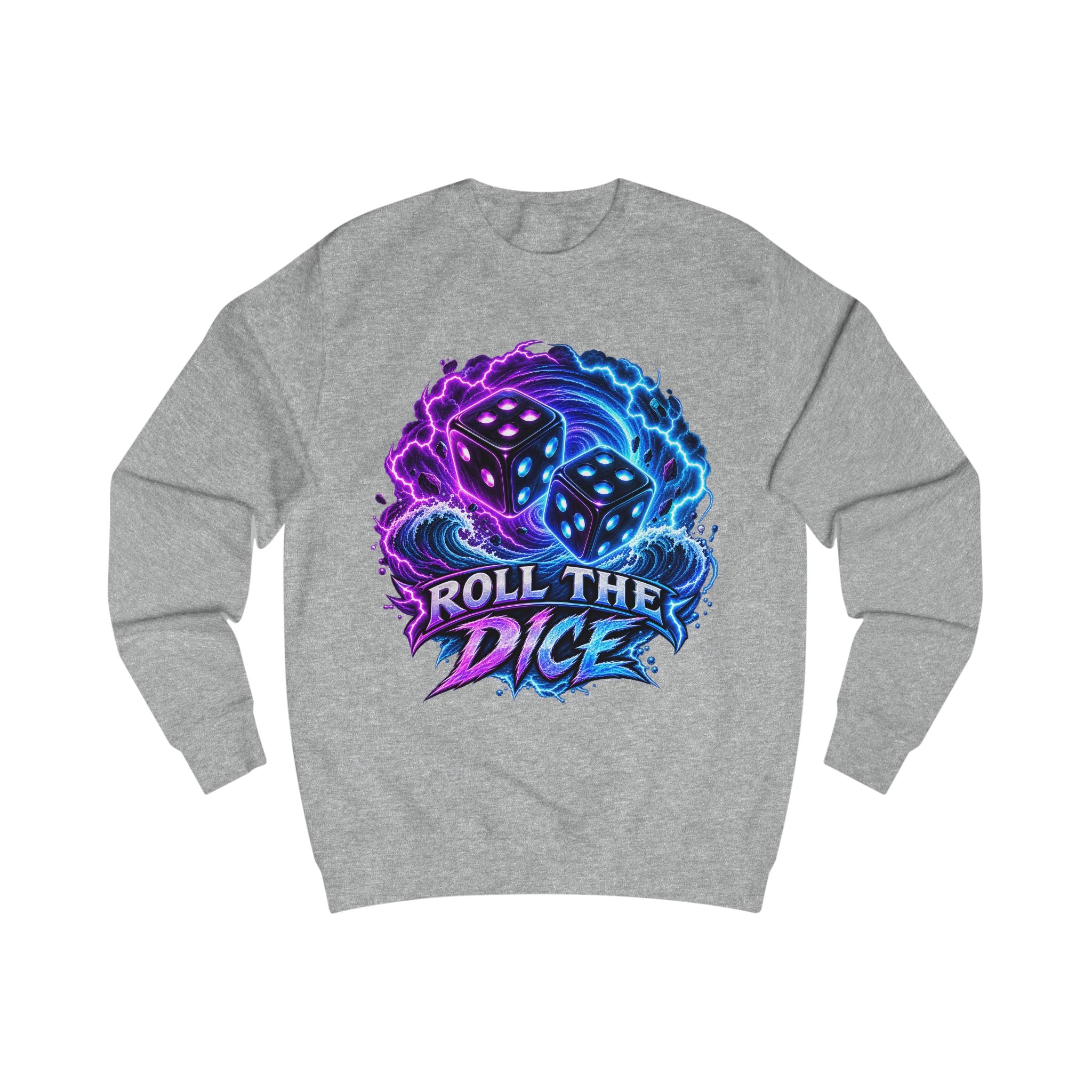 Roll the Dice Sweatshirt — Neon Dice Gaming Crewneck for Tabletop & DnD Fans