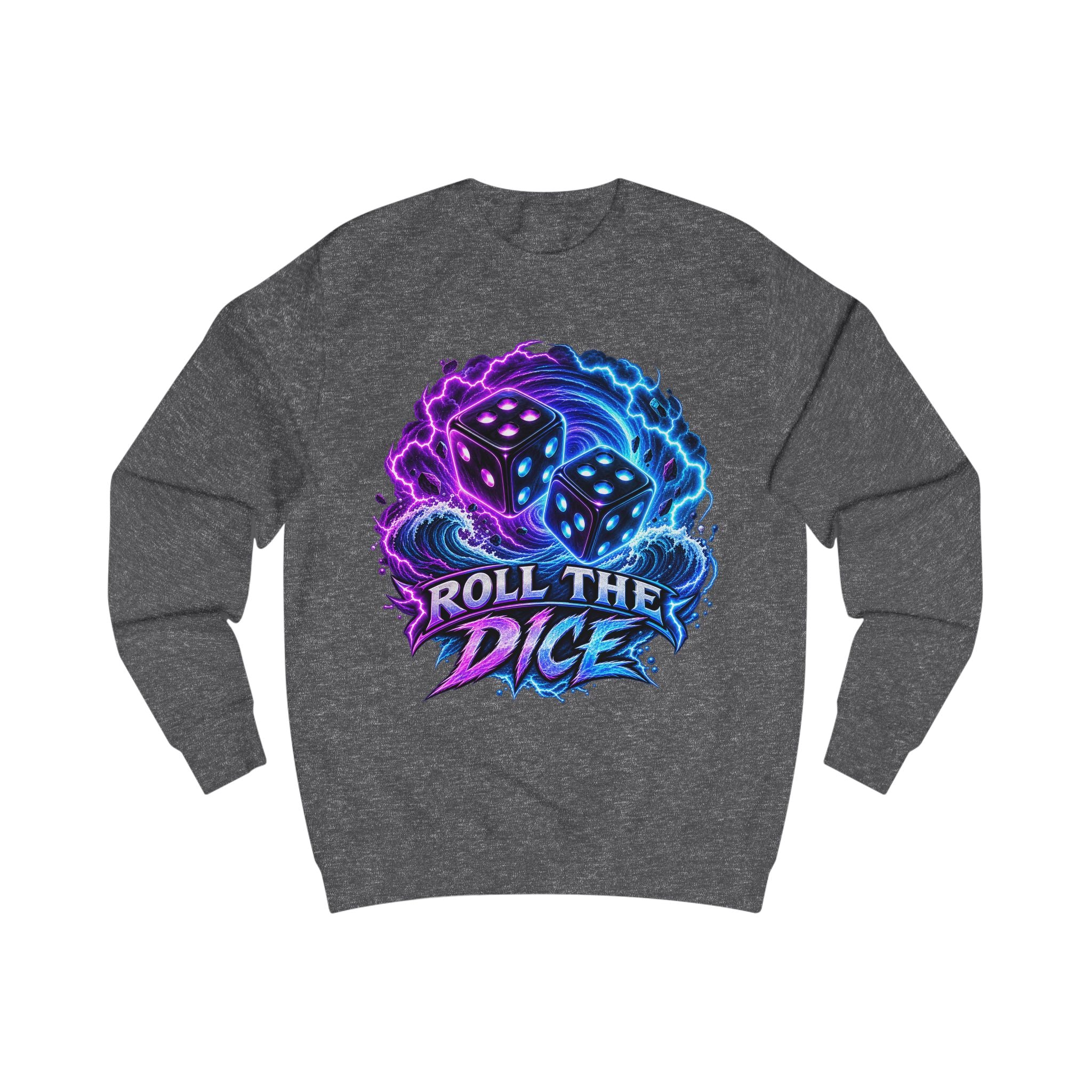 Roll the Dice Sweatshirt — Neon Dice Gaming Crewneck for Tabletop & DnD Fans