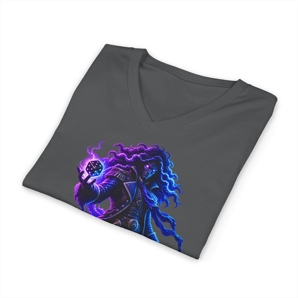 Mystic Reaper V-Neck Tee — Neon Grim Reaper Graphic Shirt