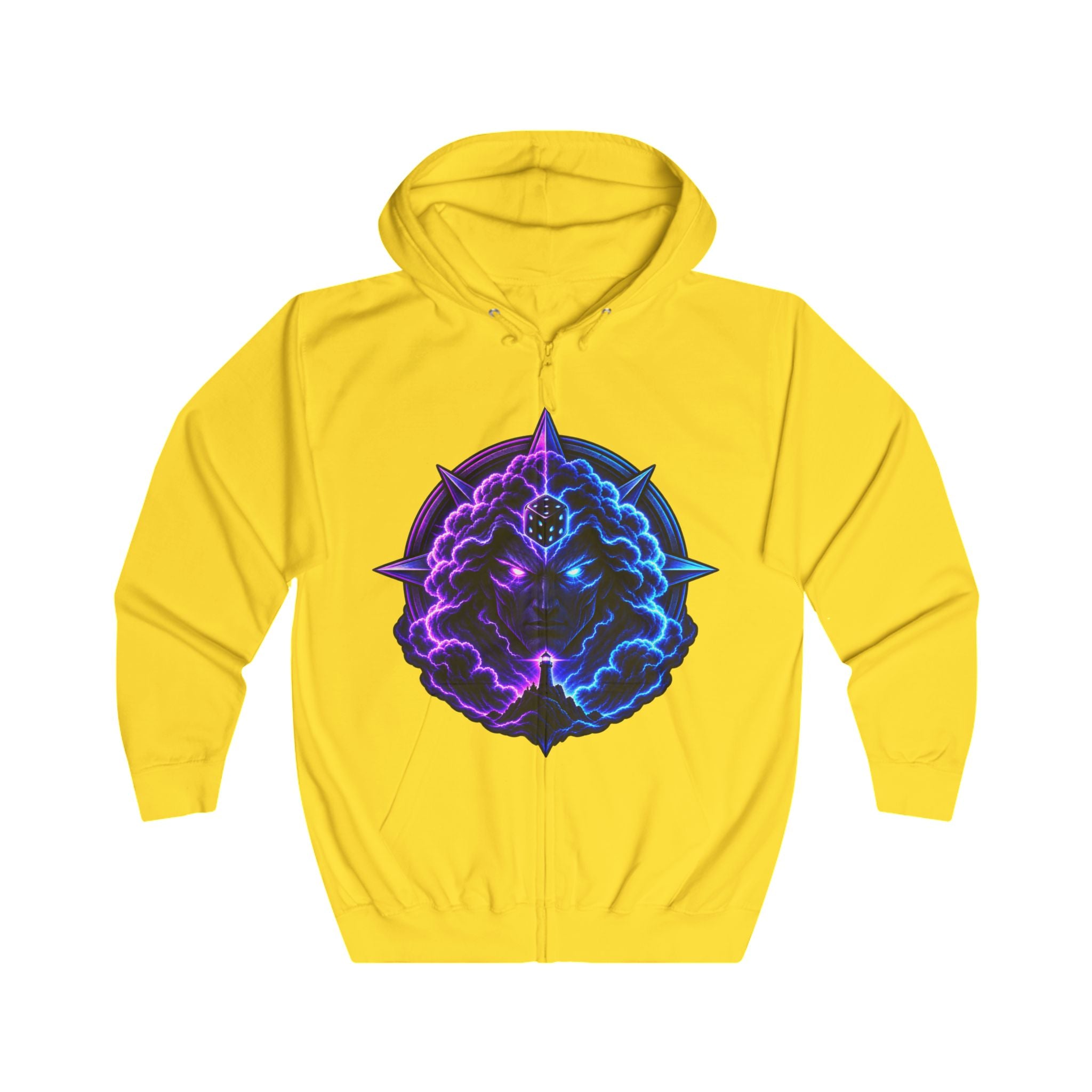 Zip Hoodie — Neon Cosmic Brain Mandala Graphic