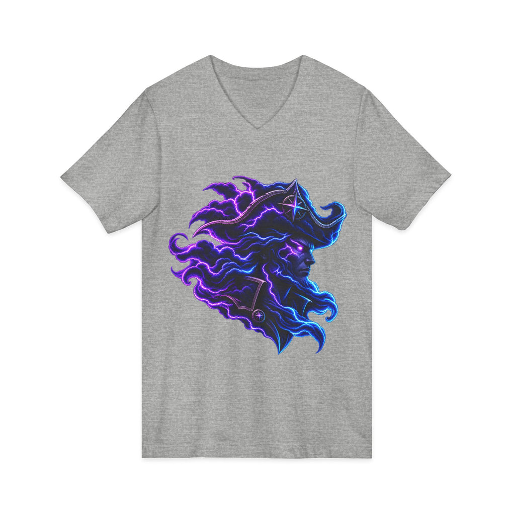 Nebula Goddess V-Neck Tee — Cosmic Purple Woman Portrait Shirt