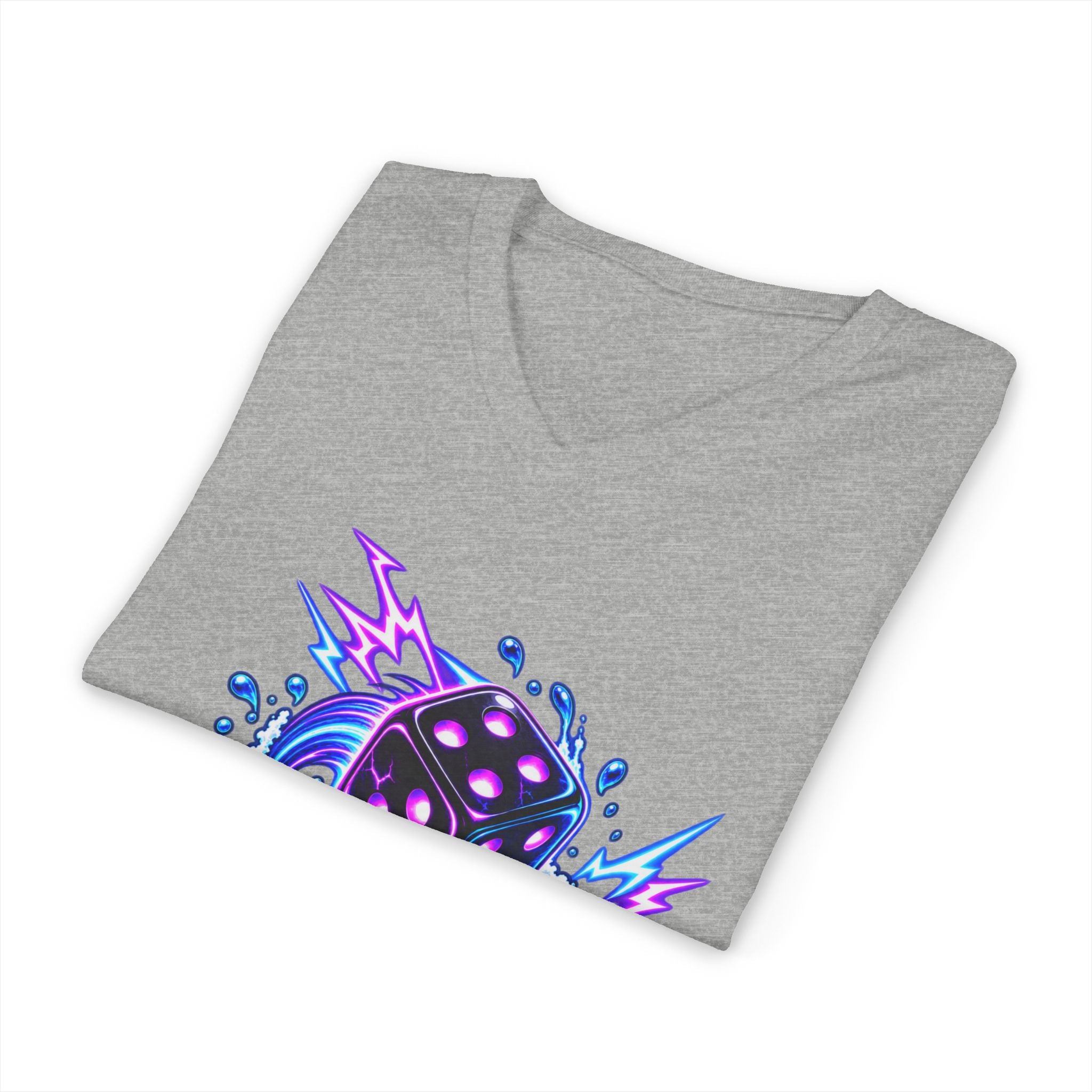 V-Neck Tee - "One More Roll" Dice Graphic Tee for Gamers