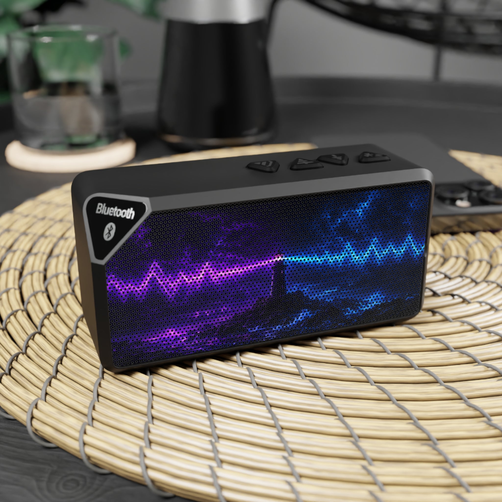 Bluetooth Speaker with Neon Wave Grill — Portable LED Audio