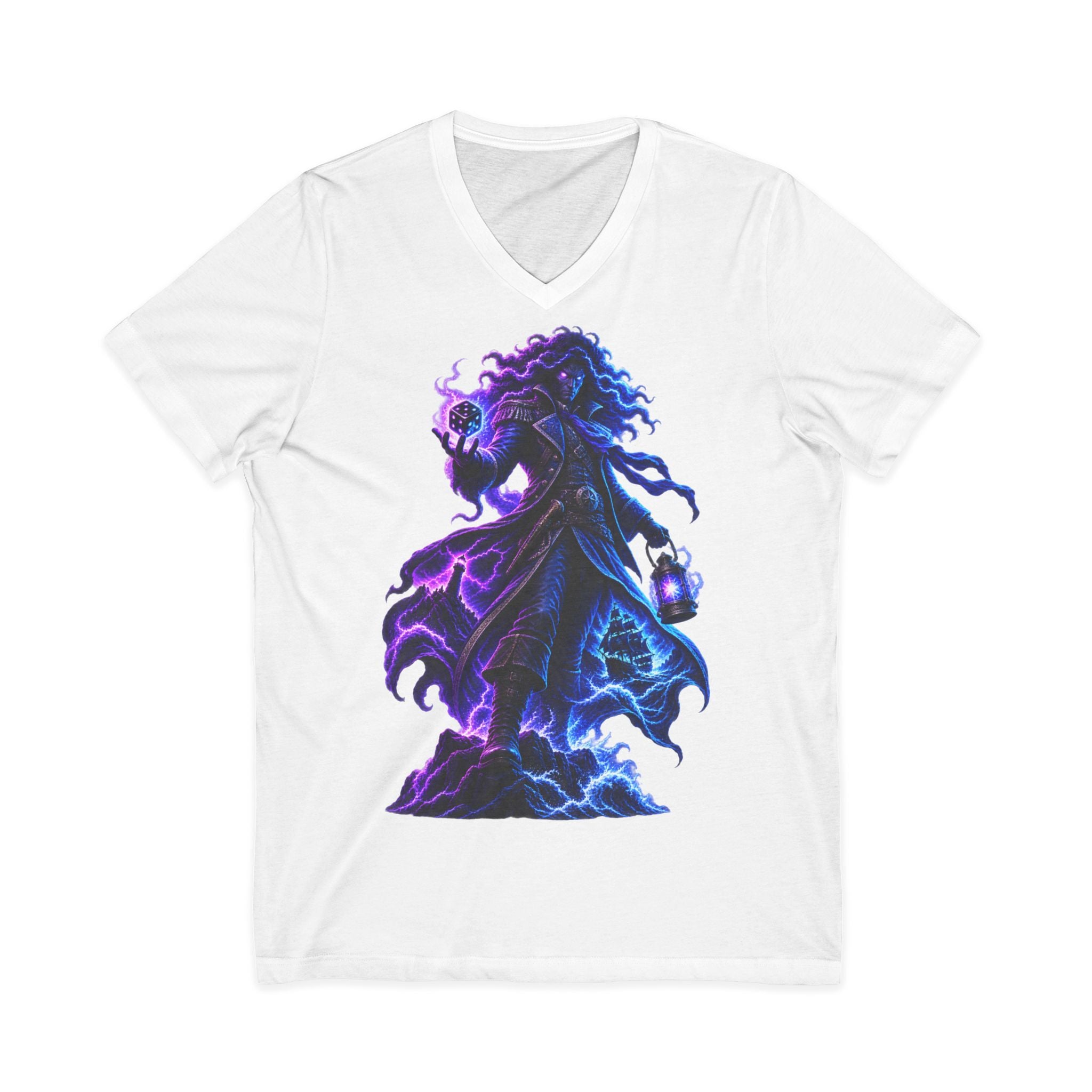 Mystic Reaper V-Neck Tee — Neon Grim Reaper Graphic Shirt